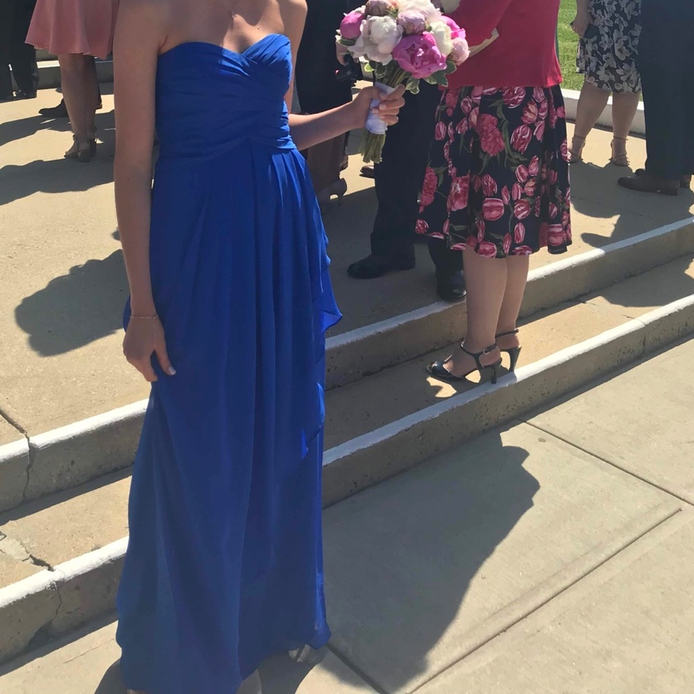 David’s Bridal Blue Bridesmaid Dress
